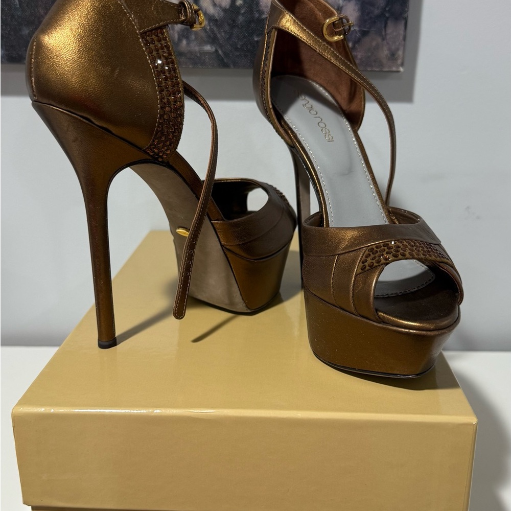 Sergio Rossi Bronze Platform Sandals